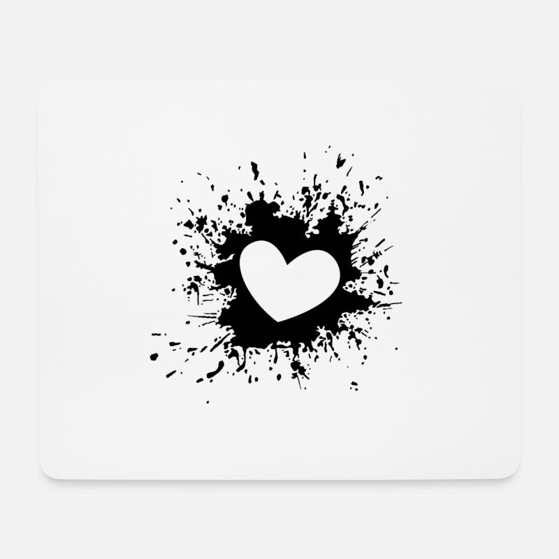 Herz mit Farbspritzern - Mousepad (Querformat) - Weiß