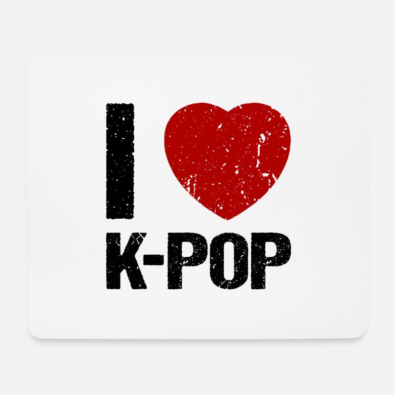 I love K-Pop Musik Herz - Mousepad (Querformat) - Weiß