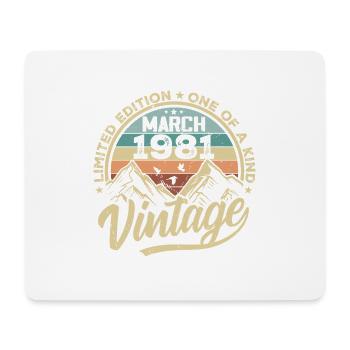 March 1981 Birthday - Vintage March 1981 - Mouse Pad (horizontal) - white - Front
