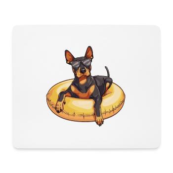 Doberman chien bande dessinée d’été - Tapis de souris (format paysage) - blanc - Devant