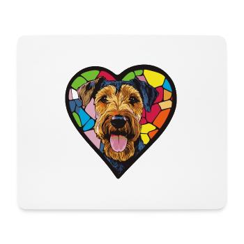 Airedale Terrier Hund Herz Liebe - Mousepad (Querformat) - Weiß - Vorne