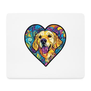 Golden Retriever Dog Heart Love - Mouse Pad (horizontal) - white - Front