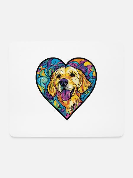 Golden Retriever Hund Herz Liebe - Mousepad (Querformat) - Weiß