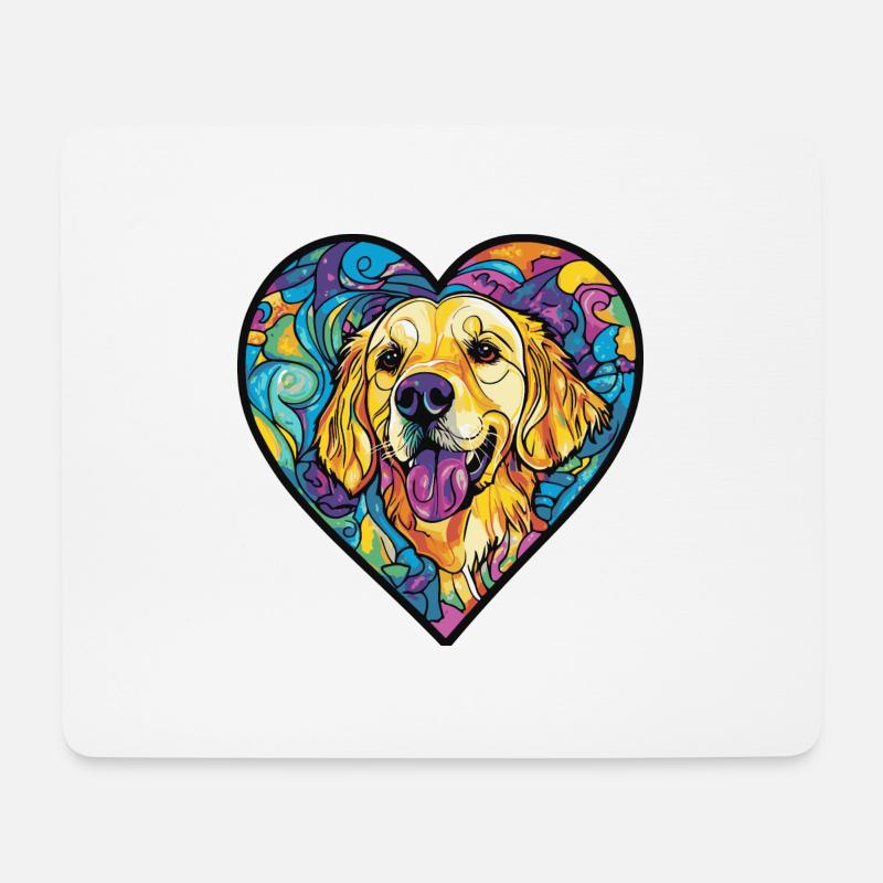 Golden Retriever Hund Herz Liebe - Mousepad (Querformat) - Weiß