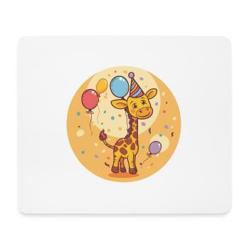 Bande dessinée d’anniversaire girafe - Tapis de souris (format paysage) - blanc - Devant