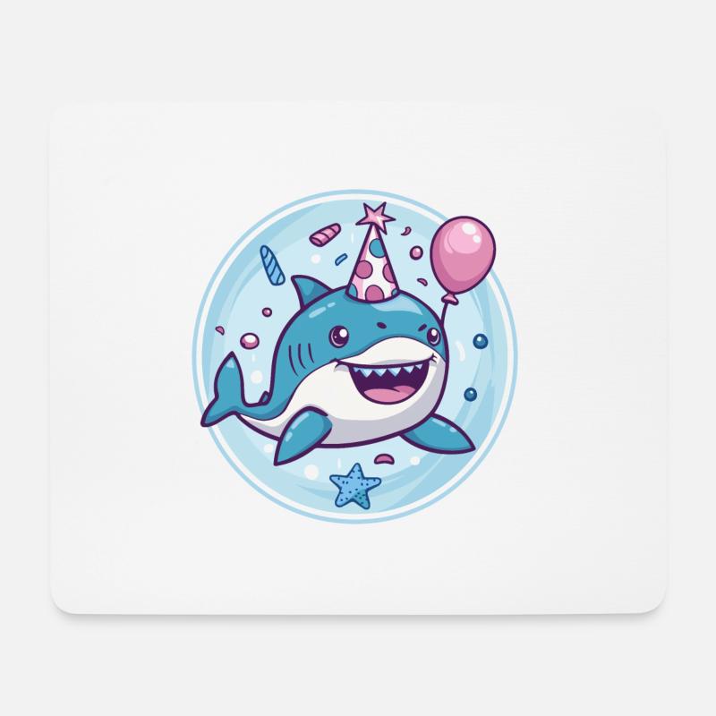 Hai Geburtstag Comic - Mousepad (Querformat) - Weiß