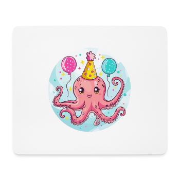 Oktopus Geburtstag Comic - Mousepad (Querformat) - Weiß - Vorne