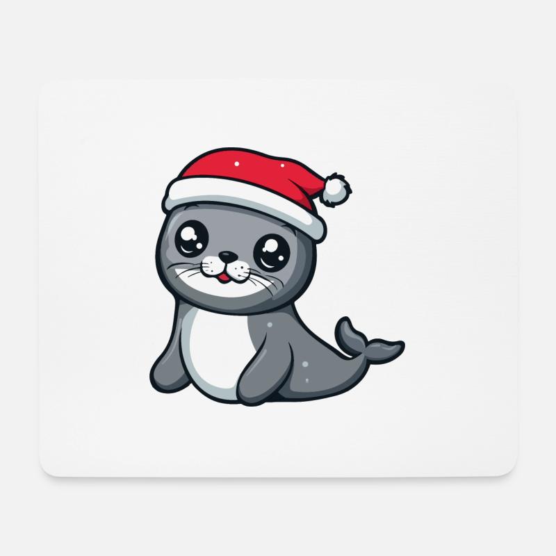 Robbe Tier Weihnachten Christmas - Mousepad (Querformat) - Weiß
