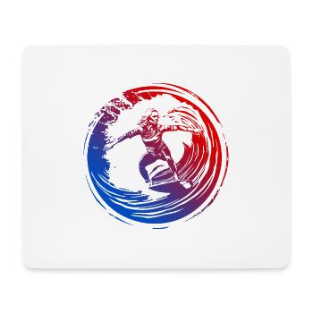 Silhouette de surfeur coloré - Tapis de souris (format paysage) - blanc - Devant