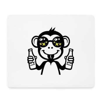 Monkey Drinking Funny Beer - Mouse Pad (horizontal) - white - Front