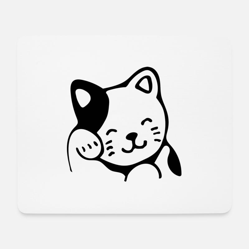 Chat - Tapis de souris (format paysage) - blanc