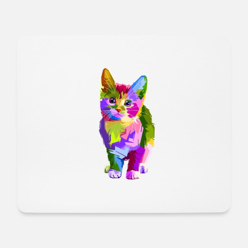 Bunte Katze - Mousepad (Querformat) - Weiß