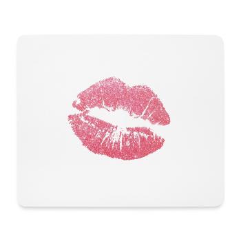 Kussmund Lips Kiss Kuss Geschenkidee Glitzer - Mousepad (Querformat) - Weiß - Vorne