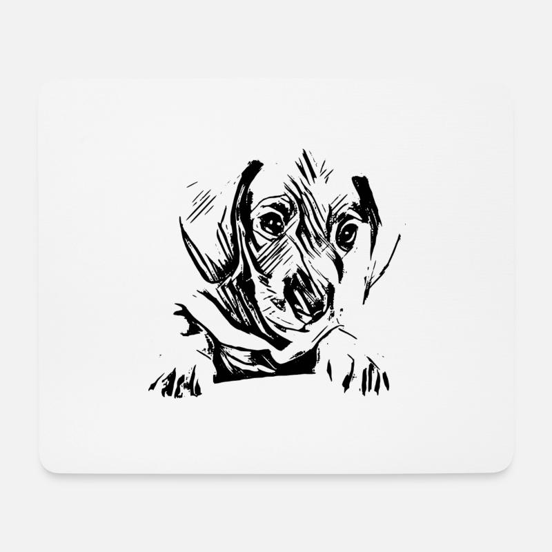 Dackel - Mousepad (Querformat) - Weiß