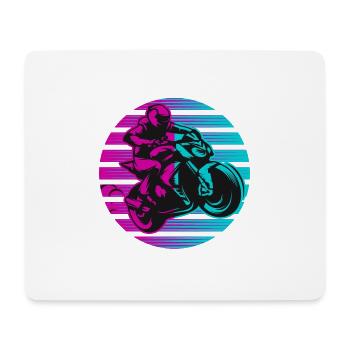 Motorbike motorcyclist neon - Mouse Pad (horizontal) - white - Front