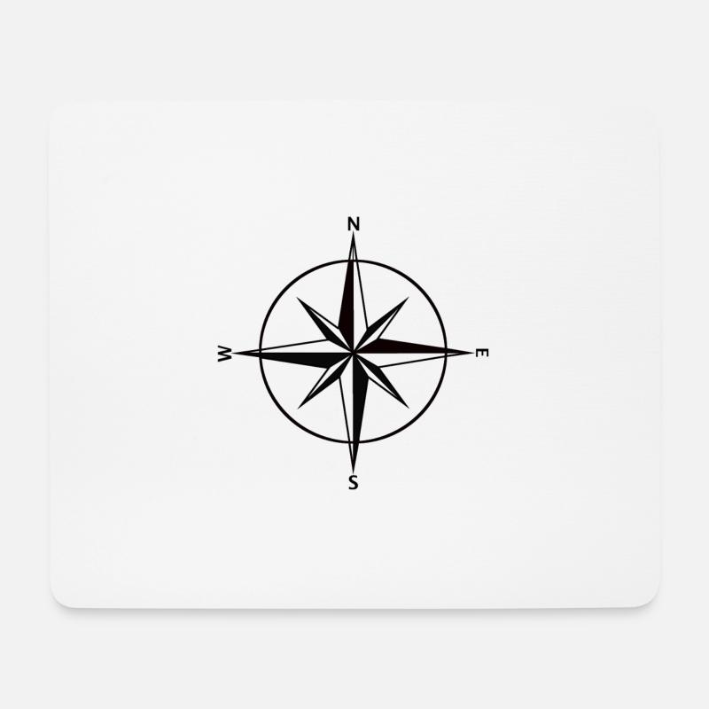 Kompass schwarz - Mousepad (Querformat) - Weiß