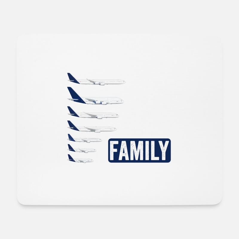 Flugzeug Familie - Geschenk Pilot - Mousepad (Querformat) - Weiß