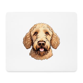 Fröhliches niedliches Labradoodle-Illustrationsporträt - Mousepad (Querformat) - Weiß - Vorne