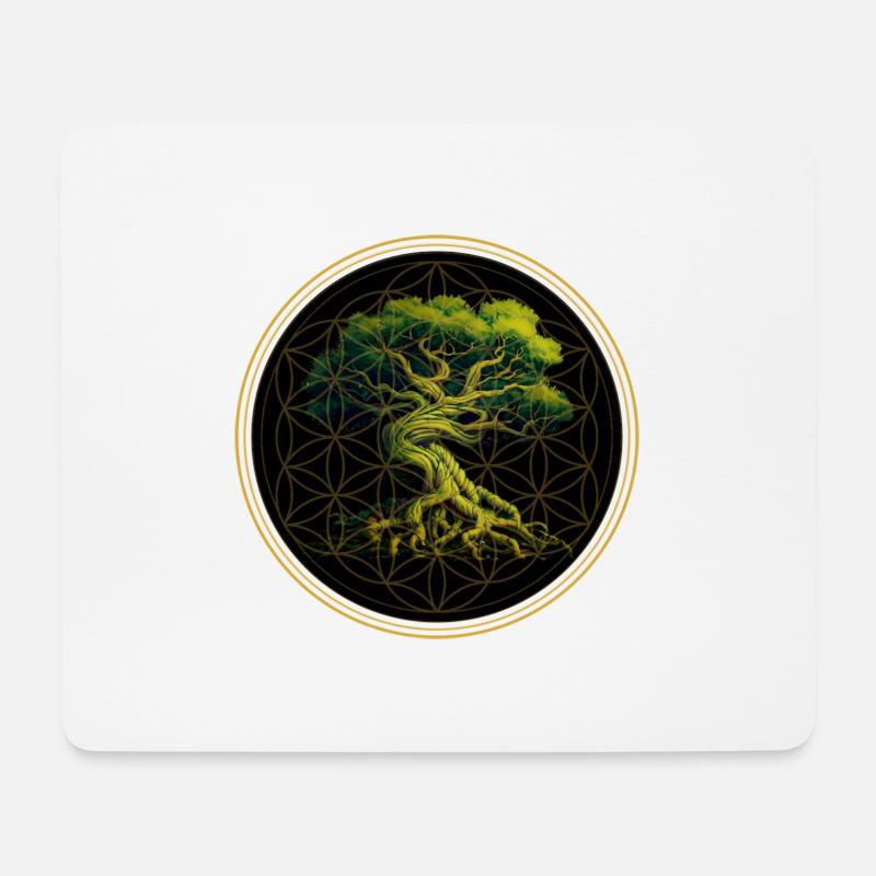 World Tree Yggdrasil World Ash Logo - Mouse Pad (horizontal) - white