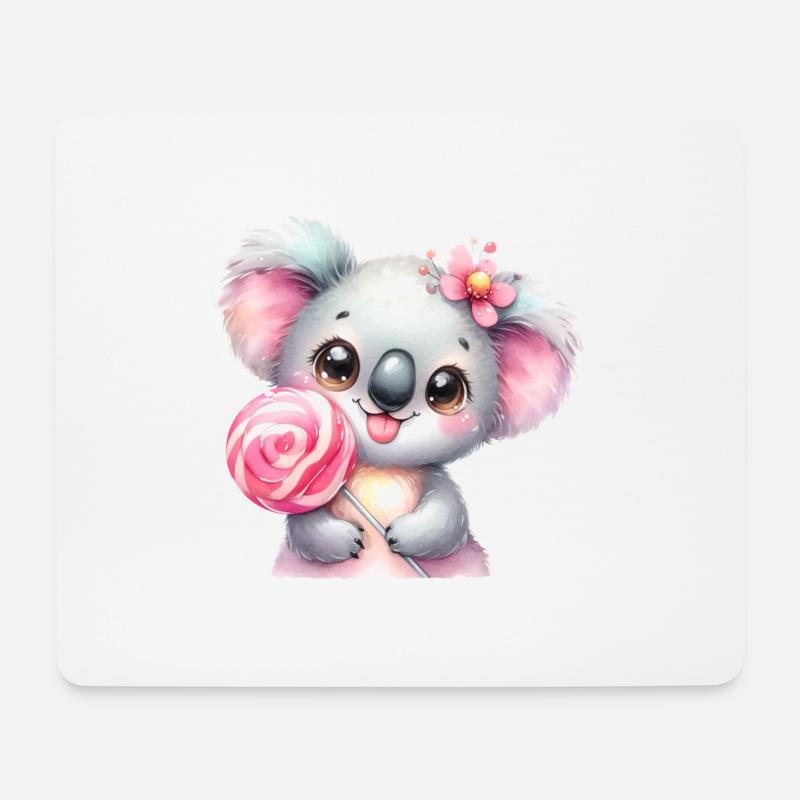 Kleines Koala Mädchen mit einem Lolli - Mousepad (Querformat) - Weiß