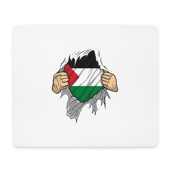 mains qui déchire un t-shirt et drapeau palestine - Tapis de souris (format paysage) - blanc - Devant