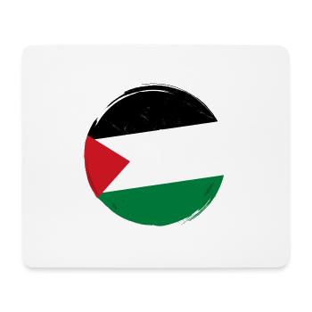 Drapeau de la Palestine rond _ Flag round in shape - Tapis de souris (format paysage) - blanc - Devant
