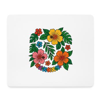 Tropical Hibiscus Floral Pattern - Mouse Pad (horizontal) - white - Front