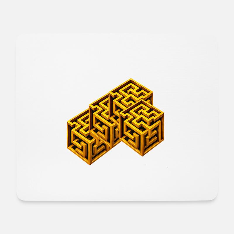 Golden Labyrinth Cube - Mouse Pad (horizontal) - white