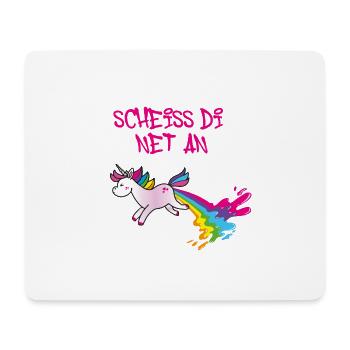 Scheiss di net an, Einhorn, kotzendes einhorn,bunt - Mousepad (Querformat) - Weiß - Vorne