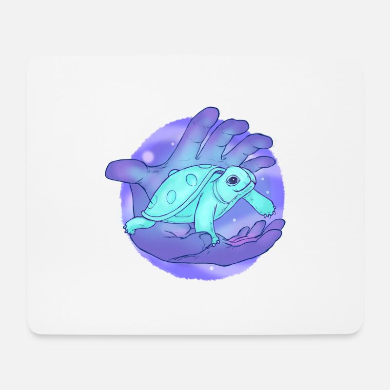 Cute Handpan Turtle - Mousepad (Querformat) - Weiß