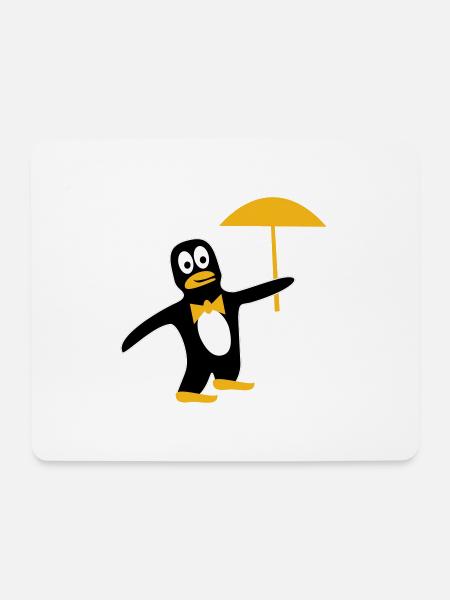 Pinguin mit Schirm in Deinen Wunschfarben - Mousepad (Querformat) - Weiß
