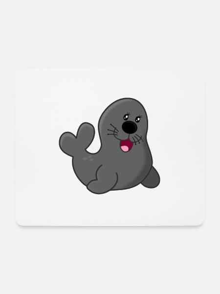 Seehund - Mousepad (Querformat) - Weiß