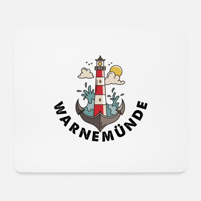 Warnemünde an der Ostsee mit Leuchtturm Souvenir - Mousepad (Querformat) - Weiß
