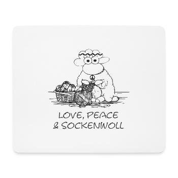 love peace & sockenwoll - Hippie-Schaf - Mousepad (Querformat) - Weiß - Vorne