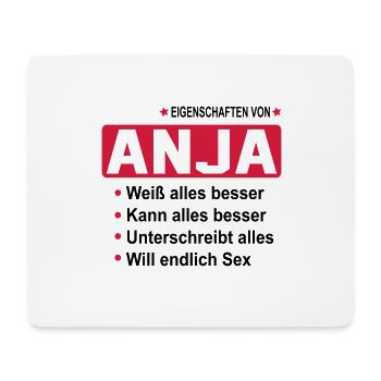 anja Geschenk Geschenkidee Name - Mousepad (Querformat) - Weiß - Vorne