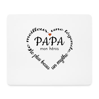 meilleur papa mon héros coeur le plus beau blanc - Tapis de souris (format paysage) - blanc - Devant