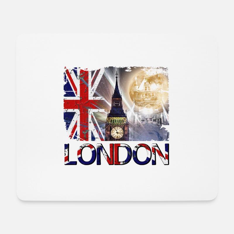 London England UK Flagge Big Ben Tower Bridge - Mousepad (Querformat) - Weiß