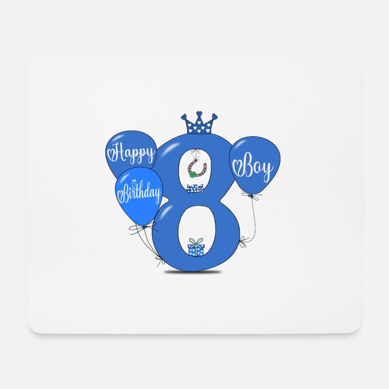 8 Geburtstag Boy Luftballon - Mousepad (Querformat) - Weiß