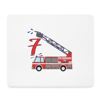 Feuerwehrauto 7.Geburtstag - Mousepad (Querformat) - Weiß - Vorne