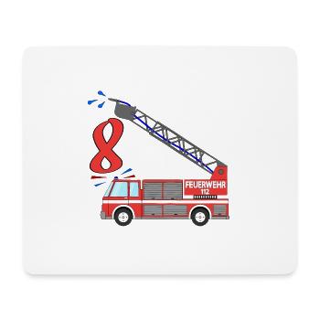 Feuerwehrauto 8. Geburtstag - Mousepad (Querformat) - Weiß - Vorne