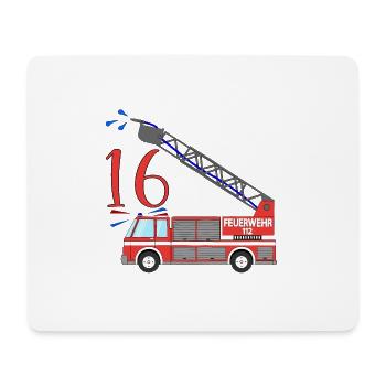 Feuerwehrauto 16. Geburtstag - Mousepad (Querformat) - Weiß - Vorne