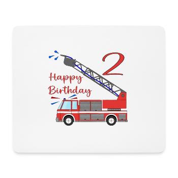 Feuerwehrauto Happy Birthday 2 - Mousepad (Querformat) - Weiß - Vorne