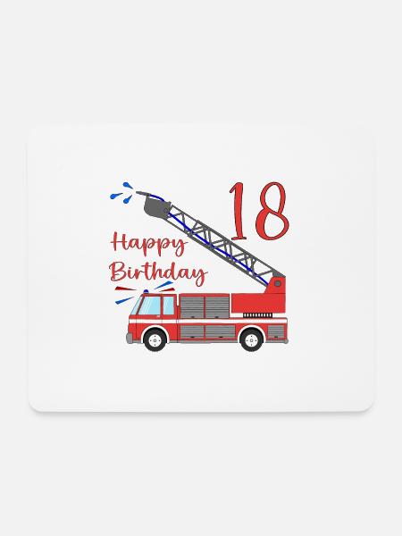 Feuerwehrauto Happy Birthday 18 - Mousepad (Querformat) - Weiß