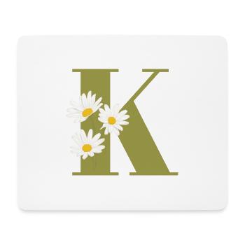 Letter k green daisies - Mouse Pad (horizontal) - white - Front