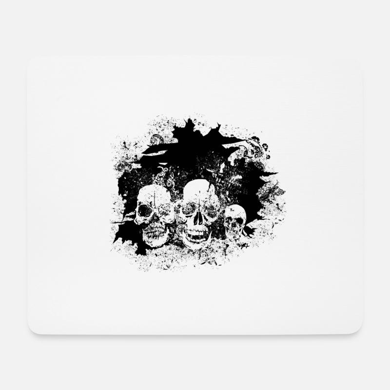 Schädel Fantasie Schädel Kranich Pirat - Mousepad (Querformat) - Weiß