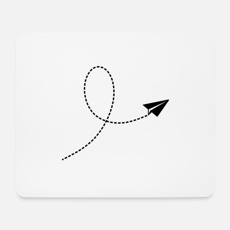 Papierflieger mit Flugbahn - Mousepad (Querformat) - Weiß