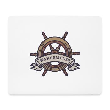 Steuerrad Warnemünde Ostsee mit Leuchtturm - Mousepad (Querformat) - Weiß - Vorne