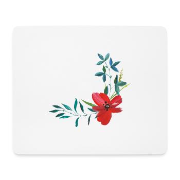 Rote Blumenranke - Mousepad (Querformat) - Weiß - Vorne