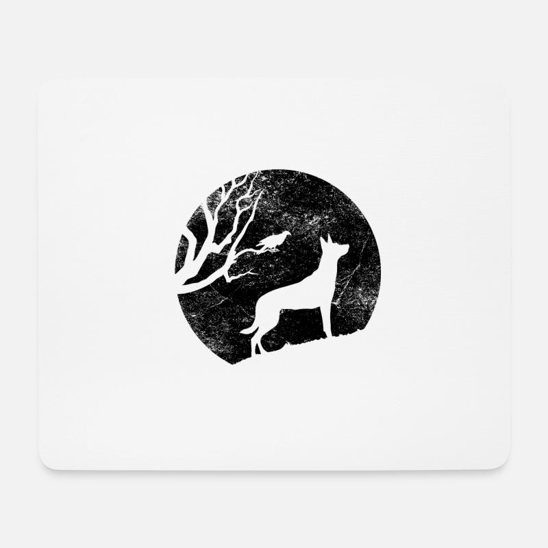 PNG M998 Tree Circle Malinois BLACK - Mousepad (Querformat) - Weiß