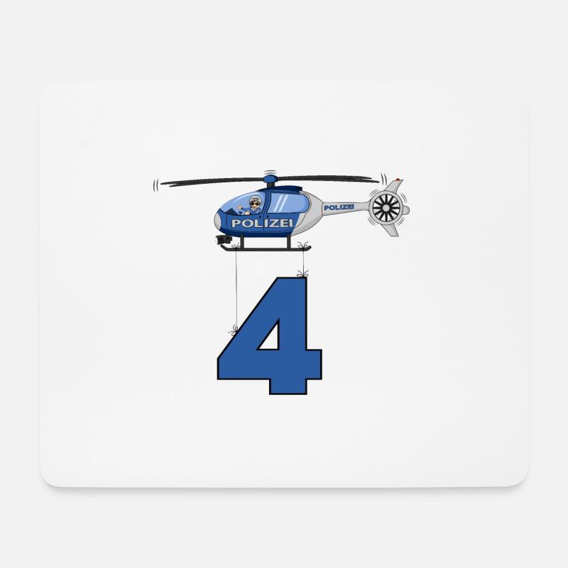 Polizei Hubschrauber 4. Geburtstag - Mousepad (Querformat) - Weiß
